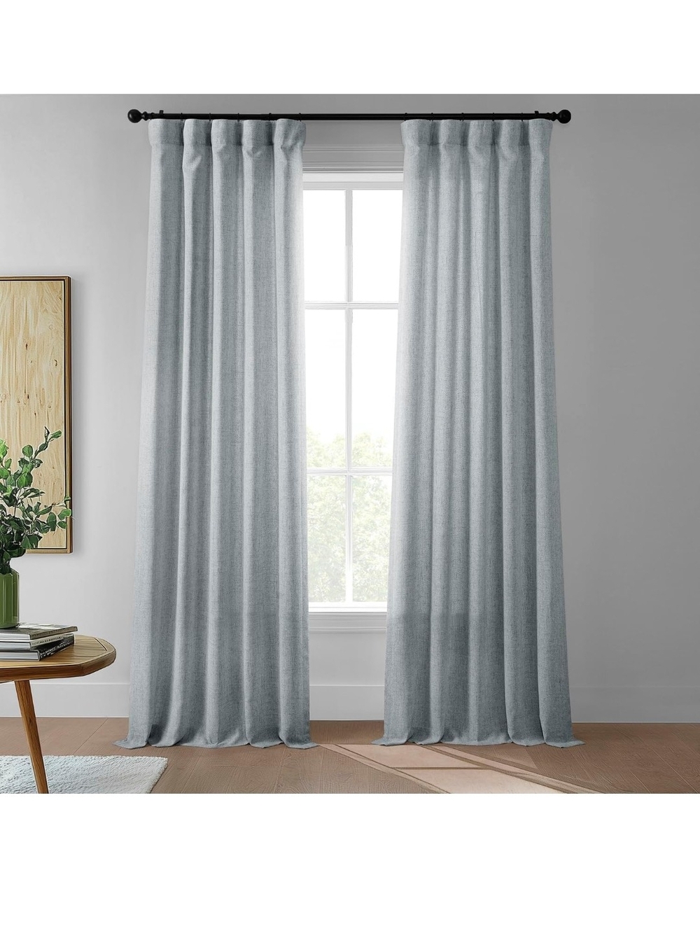 Light Gray Linen-Style Curtain Panels -